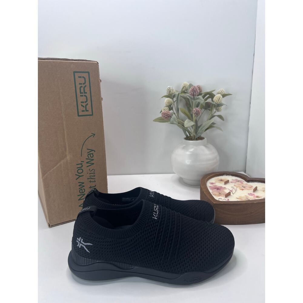 Kuru Stride Novaknit Slip On Sneaker Jet Black/Slate Gray Women 6.5W Tried On